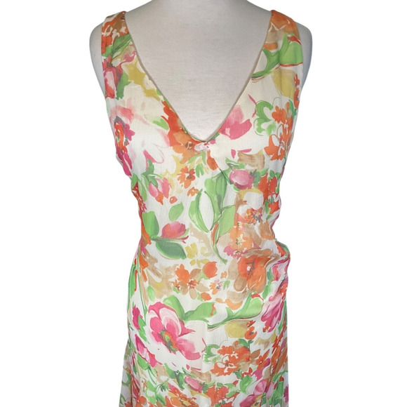 Lauren Ralph Lauren Floral Lined Sleeveless Chiffon Size12 Pastel Colors V-Neck - Picture 3 of 13